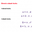 Obvod a obsah kruhu – slovní úlohy